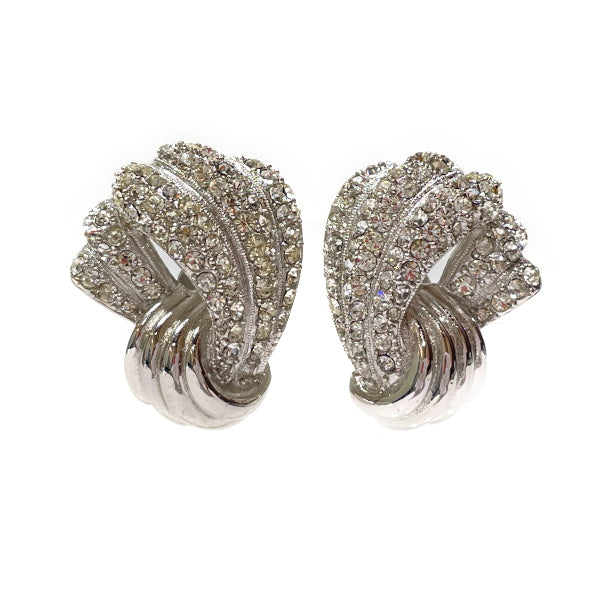 GIVENCHY Vintage Twist Metal Rhinestone Women's Earrings Silver [Used AB/Slightly Used] 20414810