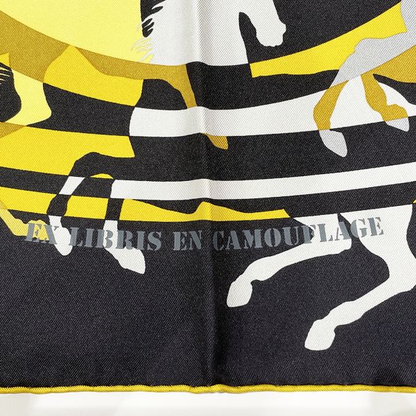 HERMES Hermes Carre 90 EX LIBRIS EN CAMOUFLAGE Ex Libris Camouflage Women's Scarf Yellow x Black [Used A/Good Condition] 20414818