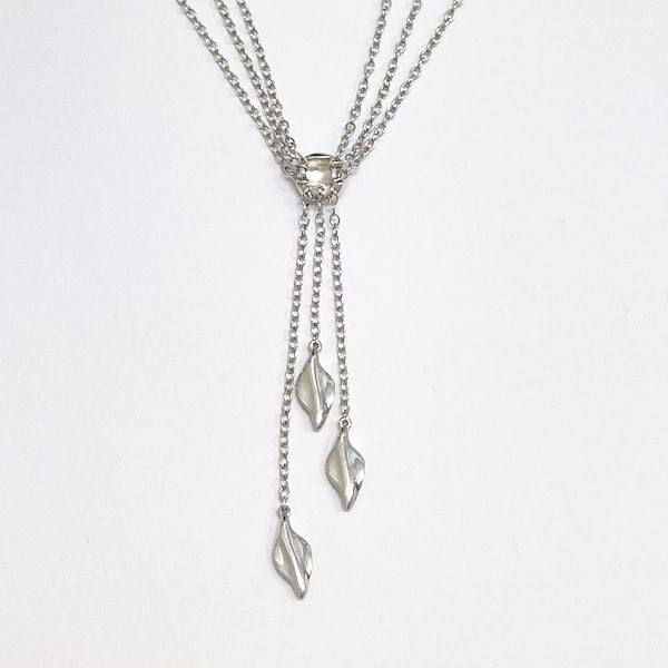 TIFFANY&amp;Co. Vintage Leaf Motif 3 Row Necklace Silver 925 Women's [Used B] 20231102