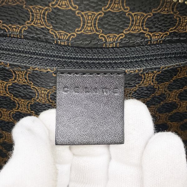 中古AB/使用感小】CELINE セリーヌ ヴィンテージ マカダム ロゴ 総柄 レディース トートバッグ ブラック×ブラウン20415715