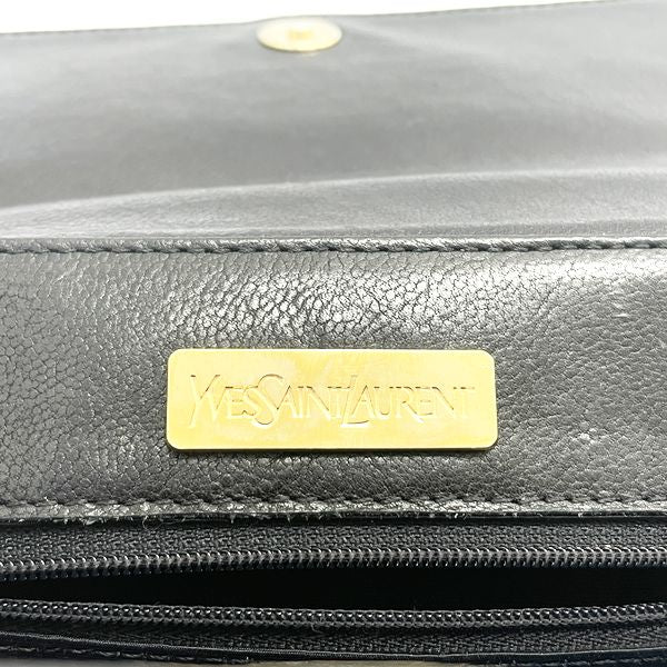 YVES SAINT LAURENT YSL Logo Plate Square Top Handle Vintage Handbag Leather Ladies 20230807