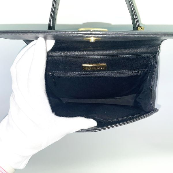 YVES SAINT LAURENT YSL Logo Plate Square Top Handle Vintage Handbag Leather Ladies 20230807