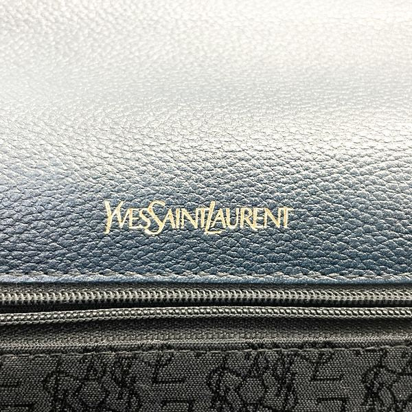 YVES SAINT LAURENT YSL Logo Plate Old Vintage Clutch Bag Leather Women's [Used AB] 20230807