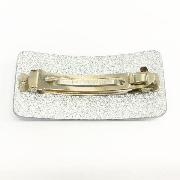 Used A/Good Condition] CHANEL Vintage Coco Mark Lamé Hair Clip Hair  Accessory Women's Barrette Silver 20416290