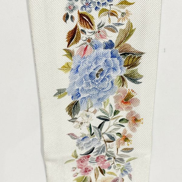 Christian Dior Mitza Logo Floral Pattern Flower Botanical Women's Scarf White x Gray [Used B/Standard] 20416300