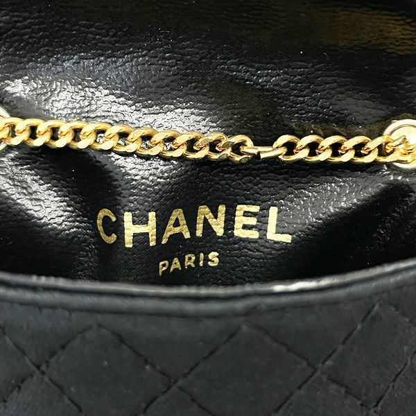 CHANEL シャネル ヴィンテージ ミニミニ マトラッセ チェーン マイクロ ポシェット G金具 レディース ポーチ ブラック 【中古AB/使用感小】 20416813