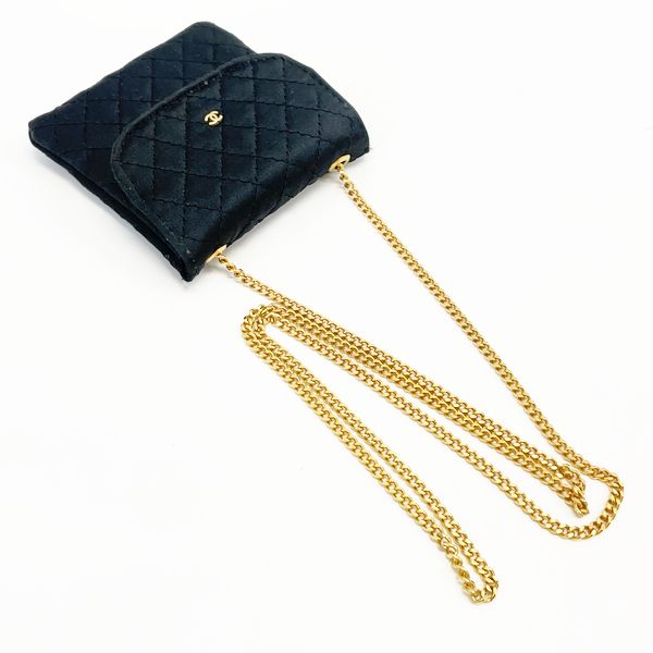 CHANEL Vintage Mini Mini Matelasse Chain Micro Pochette G Hardware Women's Pouch Black [Used AB/Slightly Used] 20416813