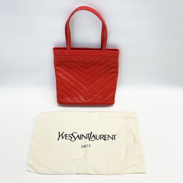Yves Saint Laurent Red Chevron Quilted Leather Large Envelope Bag | Yoogi's  Closet