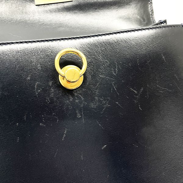 CELINE Vintage Ring Hardware Top Handle Women's Handbag Navy [Used B/Standard] 20416871
