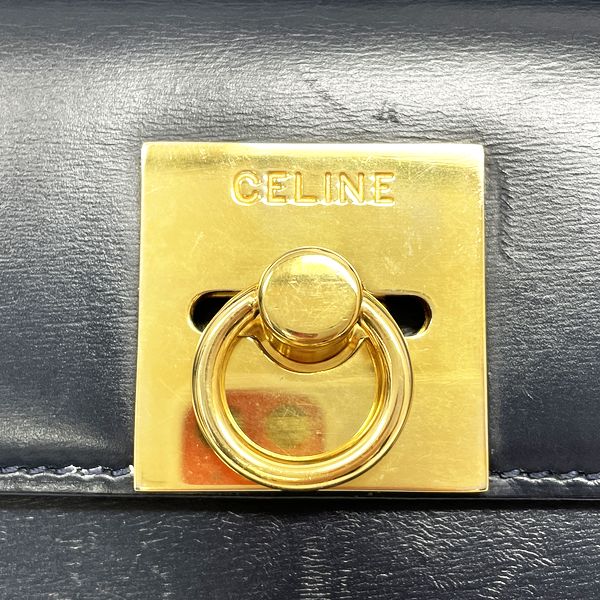 CELINE Vintage Ring Hardware Top Handle Women's Handbag Navy [Used B/Standard] 20416871