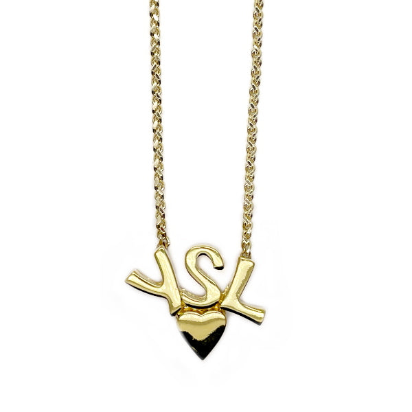 YVES SAINT LAURENT YSL Logo Heart Vintage Necklace GP Women's [Used AB] 20230721