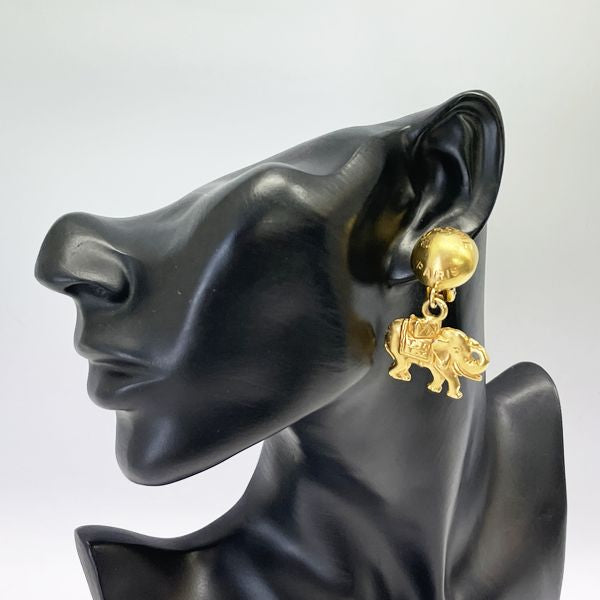 CELINE 复古稀有大象动物标志圆形摆幅 GP 女士耳环 金色 [二手 B/标准] 20416887