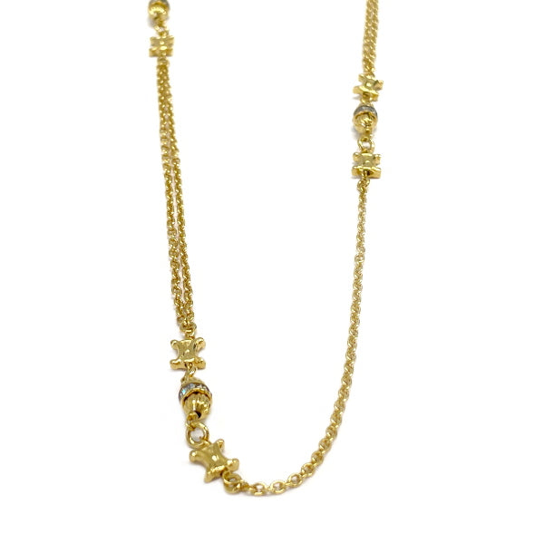 CELINE Macadam Triomphe Long Chain Double Chain Vintage Necklace GP/Rhinestone Women's [Used B] 20230719