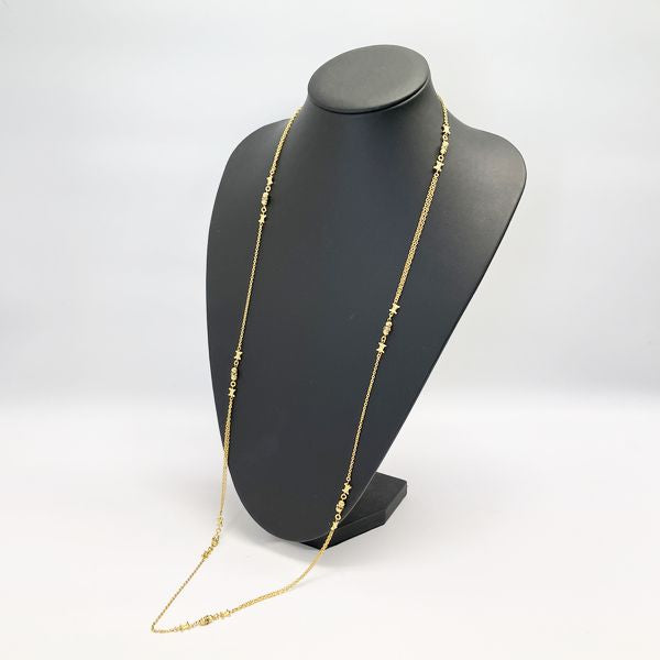 CELINE Macadam Triomphe Long Chain Double Chain Vintage Necklace GP/Rhinestone Women's [Used B] 20230719