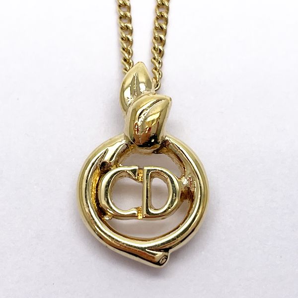 Christian Dior CD Logo Round Vintage Necklace GP Women's [Used AB] 20230808