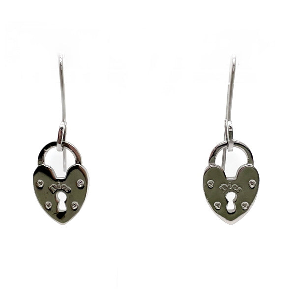 Christian Dior Vintage Heart Cadena Hook Metal Women's Earrings Silver [Used AB/Slightly Used] 20416911