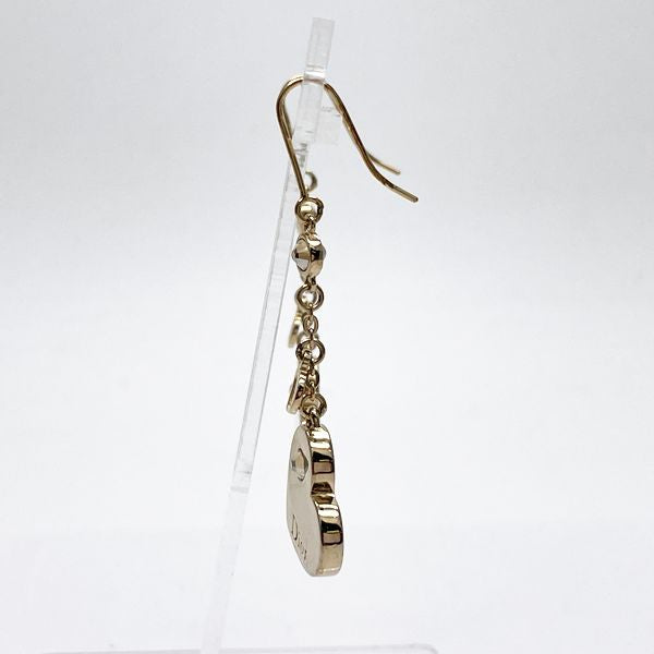 Christian Dior D Logo Heart Chain Hook Swing GP Rhinestone Women's Earrings Pink Gold [Used B/Standard] 20416912