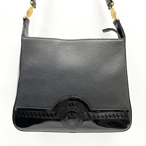 VERSACE Sunburst Vintage Shoulder Bag Leather/Enamel Women's [Used AB] 20230721