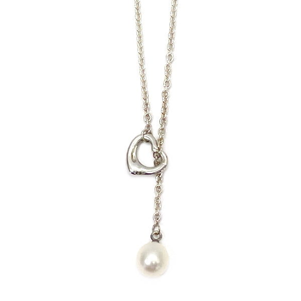 TIFFANY&amp;Co. Tiffany Open Heart 1P Pearl Lariat Silver 925 Women's Necklace [Used B/Standard] 20416976