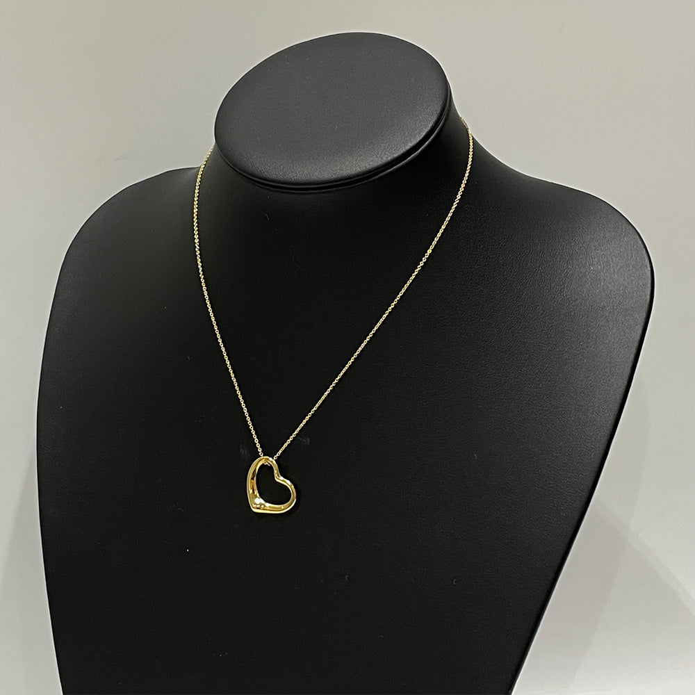 TIFFANY&amp;Co. Elsa Peretti Open Heart Necklace K18 Yellow Gold Women's [Used AB] 20231220