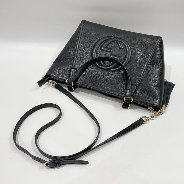 GUCCI Gucci Soho 2WAY Fringe Interlocking G Crossbody Women's Handbag 369176 Black [Used AB/Slightly Used] 20417311