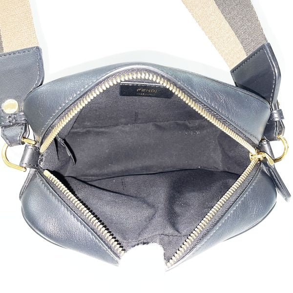 FENDI Cam Small FF Logo Stripe Women's Shoulder Bag 8BS042 Black x Brown [Used A/Good Condition] 20417378
