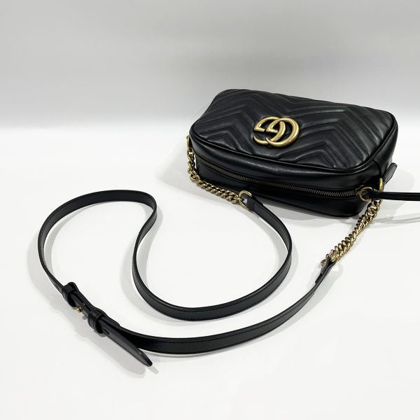 GUCCI Gucci GG Marmont Quilted Small Diagonal Shoulder Crossbody Chain Women's Shoulder Bag 447632 Black [Used A/Good Condition] 20417380