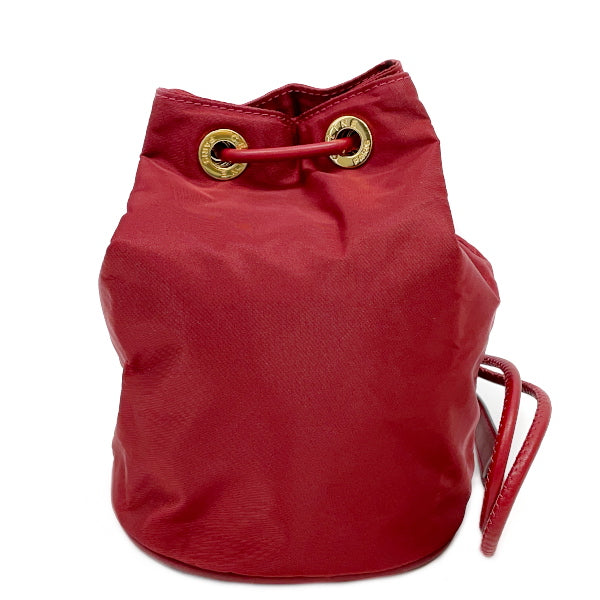 CELINE Vintage Circle Logo Drawstring Mini One Shoulder Women's Shoulder Bag Red [Used AB/Slightly Used] 20417714