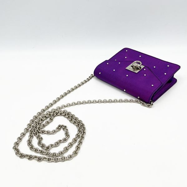CELINE Vintage Rare Ring Hardware Bijou Mini Chain Women's Shoulder Bag Purple [Used B/Standard] 20417717