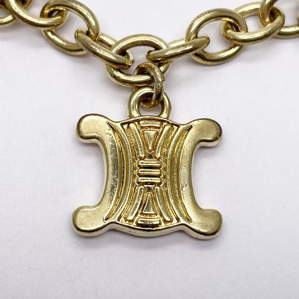 CELINE Vintage Logo Macadam Triomphe Charm Chain GP Women's Bracelet Gold [Used B/Standard] 20417723
