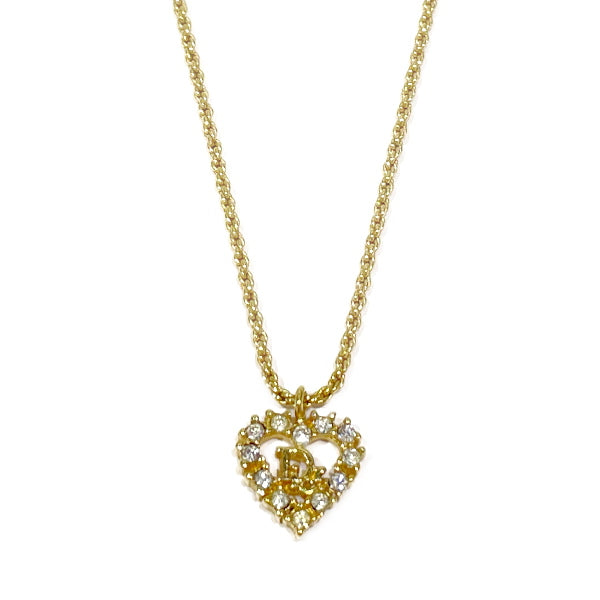 Christian Dior Vintage Logo Heart GP Rhinestone Women's Necklace Gold [Used B/Standard] 20417949