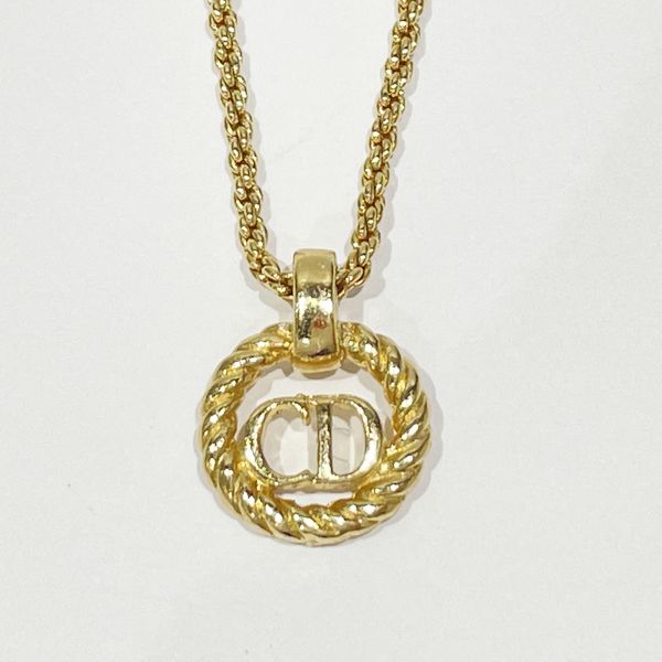 Christian Dior Vintage CD Logo Round Twist GP Women's Necklace Gold [Used AB/Slightly Used] 20417950