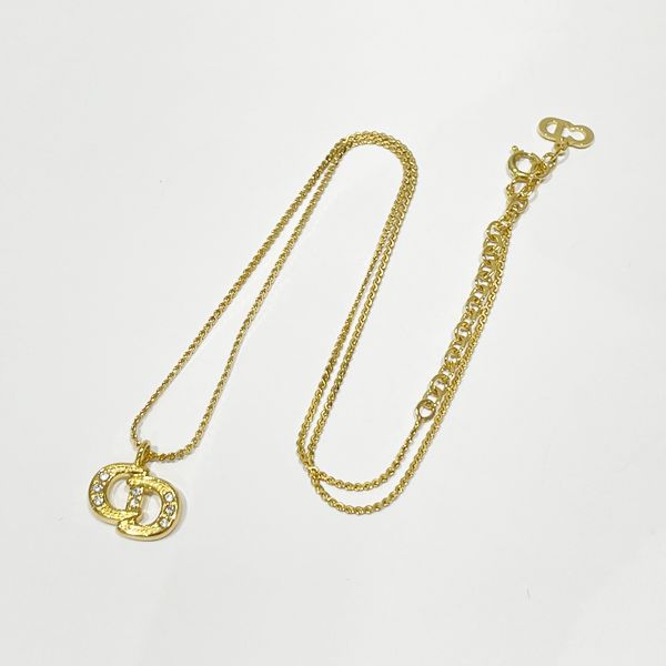 Christian Dior Vintage CD Logo GP Rhinestone Women's Necklace Gold [Used AB/Slightly Used] 20417951