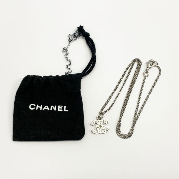 CHANEL Cocomark 09V Metal Rhinestone Women's Necklace Silver [Used AB/Slightly Used] 20418903
