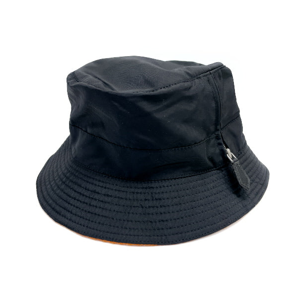 HERMES Bucket Side Zipper Hat Nylon/Polyurethane/Cashmere Unisex [Used B] 20230719