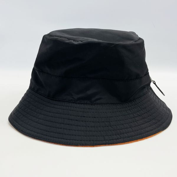 HERMES Bucket Side Zipper Hat Nylon/Polyurethane/Cashmere Unisex [Used B] 20230719