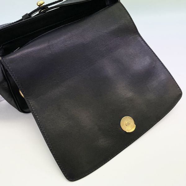 CELINE Vintage Circle Logo Mini Square 2WAY Crossbody Ladies Shoulder Bag Black [Used AB/Slightly Used] 20419690