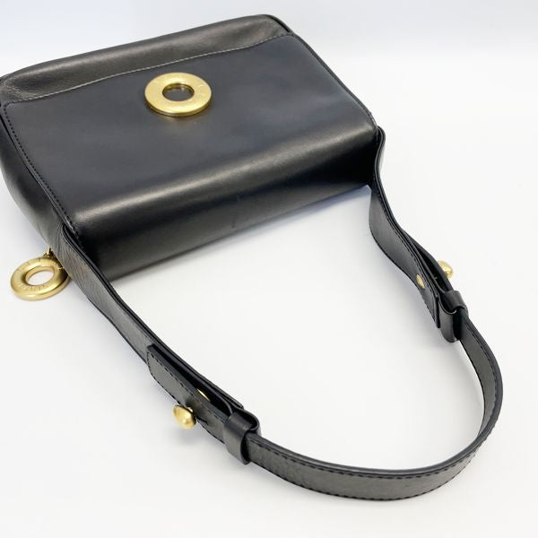 CELINE Vintage Circle Logo Mini Square 2WAY Crossbody Ladies Shoulder Bag Black [Used AB/Slightly Used] 20419690