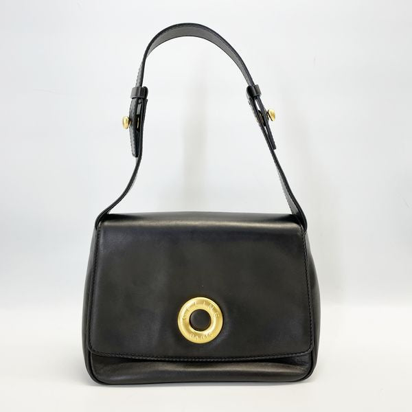 CELINE Vintage Circle Logo Mini Square 2WAY Crossbody Ladies Shoulder Bag Black [Used AB/Slightly Used] 20419690