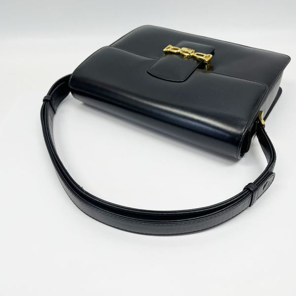 CELINE Vintage Carriage Metal Square Shape Shoulder Bag One Shoulder Women's Shoulder Bag Black [Used AB/Slightly Used] 20419862