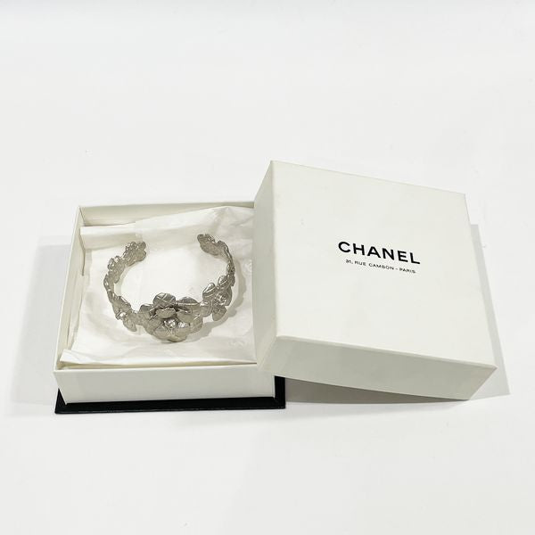 CHANEL Vintage Camellia Matelasse 96A Metal Women's Bangle Silver [Used AB/Slightly Used] 20419881