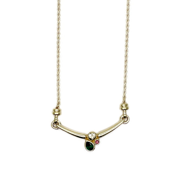 Christian Dior Multicolor Stone Vintage Necklace GP/Rhinestone Women's [Used A] 20230808