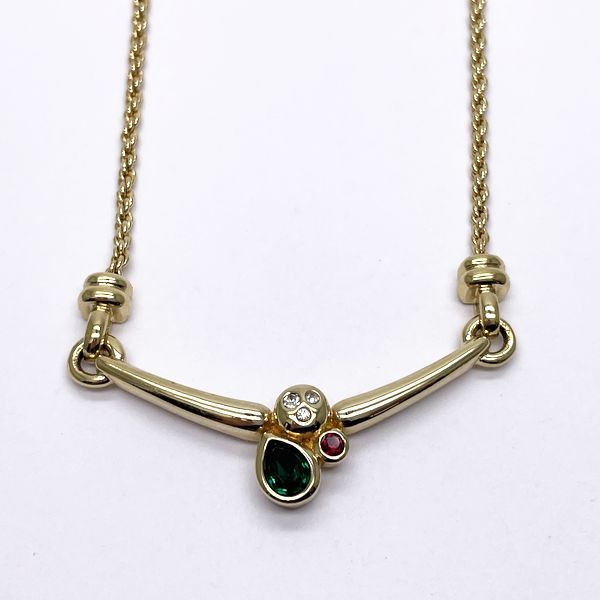 Christian Dior Multicolor Stone Vintage Necklace GP/Rhinestone Women's [Used A] 20230808