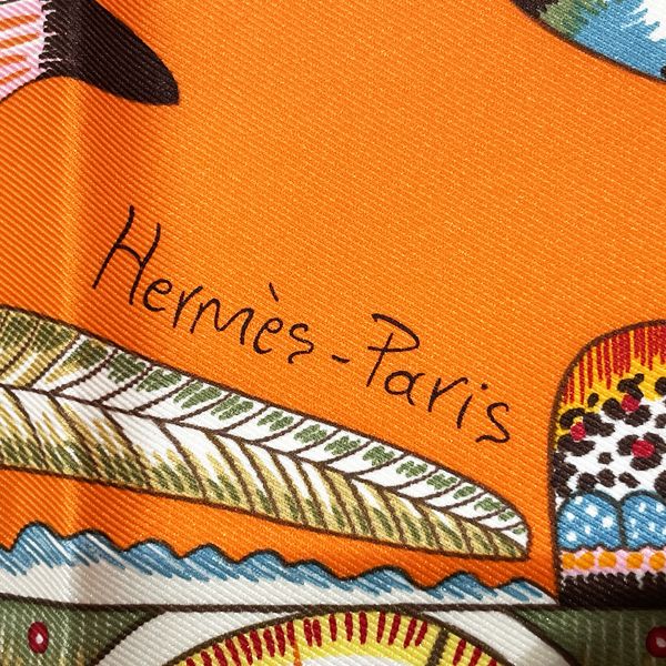 HERMES Hermes 70 The Savana Dance Savana Dance Animal Women's Scarf Orange [Used A/Good Condition] 20419886