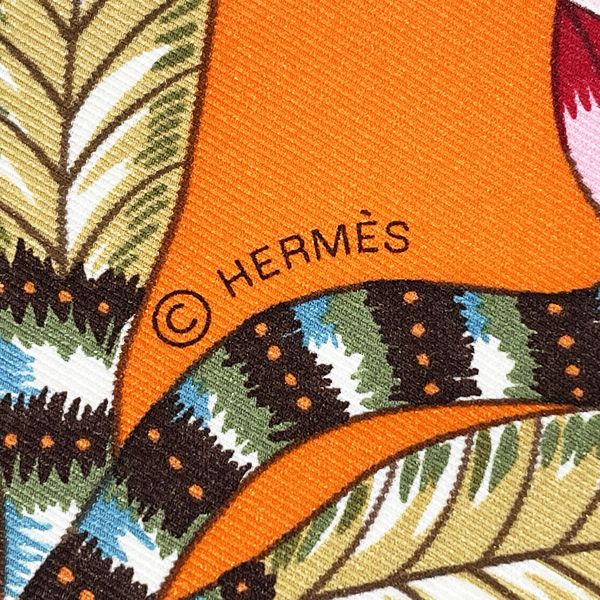 【中古A/美品】HERMES エルメス カレ70 The Savana Dance サバンナのダンス 動物 アニマル レディース スカーフ オレンジ系  
 20419886