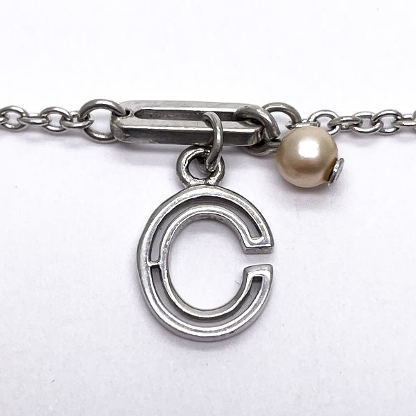 CELINE Macadam Triomphe C Logo 1P Pearl Vintage Bracelet Silver 925 Women's [Used B] 20230808