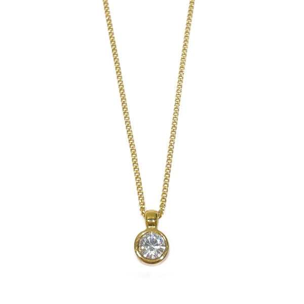 Christian Dior Vintage 1P Zirconia Round GP Women's Necklace Gold [Used AB/Slightly Used] 20419890