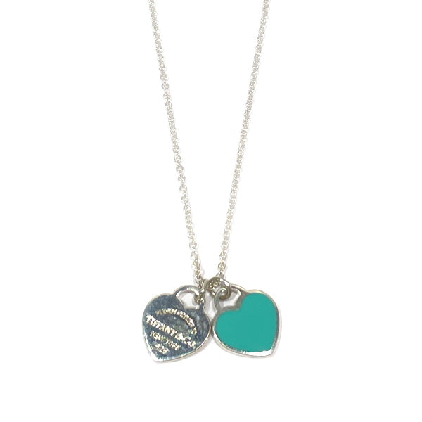 TIFFANY&amp;Co. Return Toe Mini Double Heart Tag Blue Necklace Silver 925 Women's [Used B] 20230825