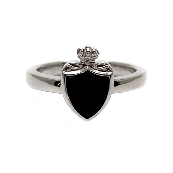 Justin Davis Crown Onyx No. 3 Ring Silver 925 Women's [Used B] 20230724