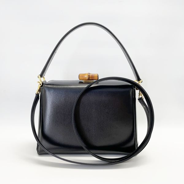 GUCCI 古驰 Vintage Bamboo Turnlock Square 2WAY 女士手提包 000.2026.0175 黑色 [二手 AB/轻微二手] 20419968